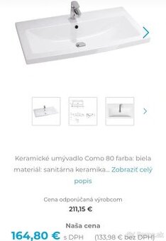 Umyvadlo Cersanit 80x45