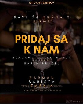 Pracovná pozícia Barman/ka na TPP alebo Brigáda