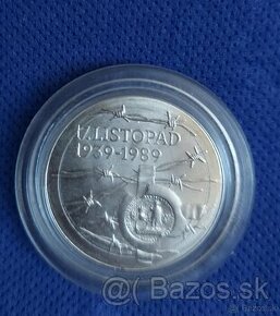 Strieborná pamätná minca 100Kčs, 1989, 17. listopad 1989