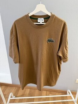 Lacoste oversized tričko - hnedé / horčicové, TH0062