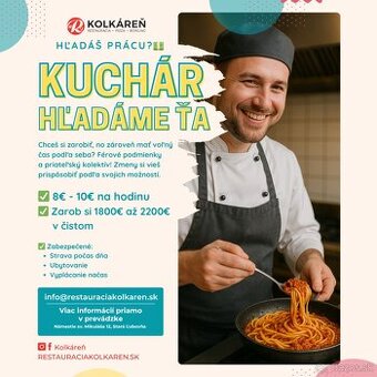 Kuchár – práca s platom 2200 € v čistom (Stará Ľubovňa)