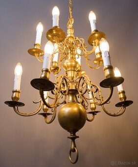 Dvanásťramenný starožitný luster z 18. storočia – holandský