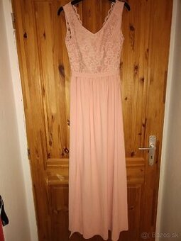 Čisto nové šaty jemne ružové s čipkou S akcia 10€