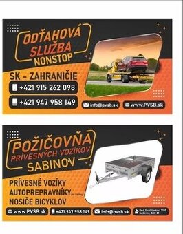 Požičovňa prívesnych vozíkov od 750kg do 3500kg