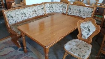 Masivna rustikálna lavica+1 stolička+rozkl.stôl