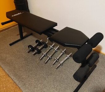 Domáce fitko Lavička + jednoručky + závažia 30mm