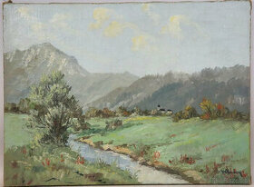 Starý obraz krajina Ludwig von Andok (1890 - 1981)