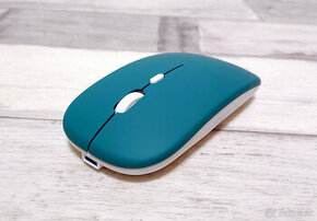 Bezdrôtová nabíjateľná bluetooth myš - zelená - 1