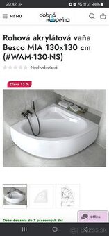 vaňa Besco Mia 130x130