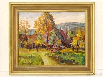 Obrazy Josef ČERVINKA, středočeské chalupy, olejomalby
