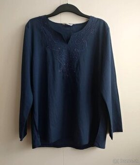 Dámska tmavomodrá blúzka/halenka/tričko s s dlhým rukávom