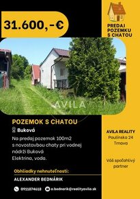 NA PREDAJ: pozemok 100m2 s novostavbou chaty pri VN Buková
