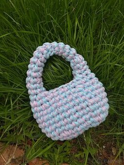 Háčkovaná crochet kabelka modro/ruzova