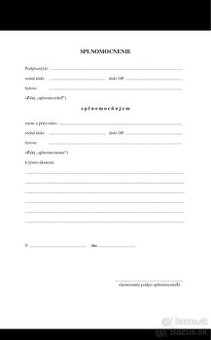 Splnomocnenie na prepis vozidla