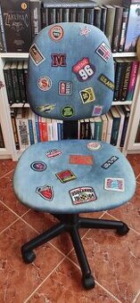 Detská otočná stolička/kreslo k PC - denim/rifle