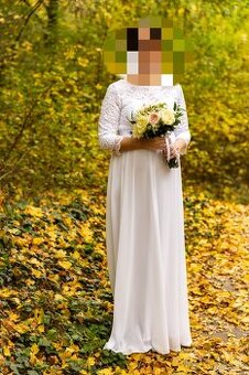 Svadobné šaty - vhodné aj ako tehotenské + kabátik