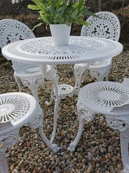 Pozinkovaný záhradný set - stôl a 4 x stoličky