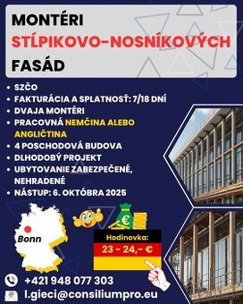 Hľadáme montérov stĺpikovo-väzníkových fasád