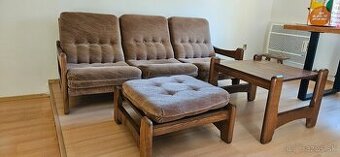 Retro sedačka +stolík + taburetka