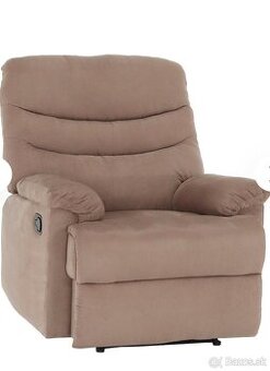 Masážne polohovacie kreslo, sivobéžová  Taupe látka, LAMBERT