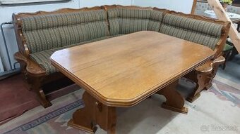 Rustikálna MASIVNÁ lavica+rozkladaci stôl