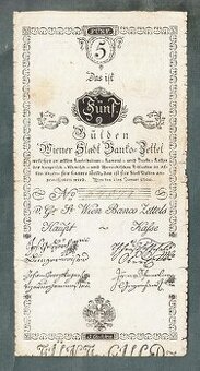 Staré bankovky Rakousko 5 Gulden 1800