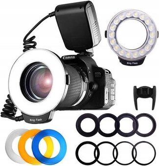 LED makro kruhový blesk FOSITAN RF-600D pre Canon, Nikon a S