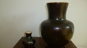 porcelán/keramika - tmavohnedá keramická váza