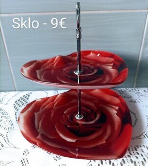 Etažér - sklo , porcelán