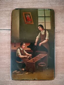 Maľovaná starožitná miniatúra obraz