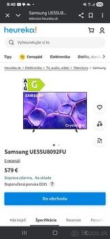 Čisto nový SMART TV ULTRA HD Samsung UE55U8092FU(138CM)