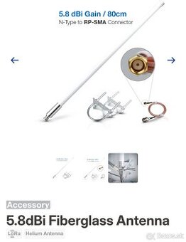 RAK Wireless FiberGlass LoRa Antena EU 868 MHz 5.8dBi 80cm