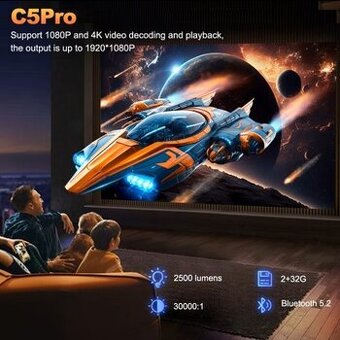 Predám Projektor DESS 4K 1080P Prenosný projektor s LED jaso
