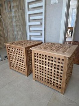 PRÍRUČNÝ STOLÍK AKÁCIA 50x50cm  2 KUSY TOP STAV
