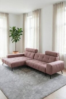 Pudrova polohovacia rakuska sedacka s uloznym priestorom