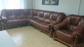 Kožená sedacia suprava v tvare L +2 fotelky