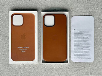 Originál Apple iPhone 12 Pro Max kožený kryt - hnedý
