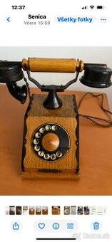 Stary dreveny telefon Tesla