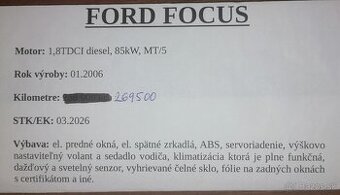 Focus 1,8 tdci