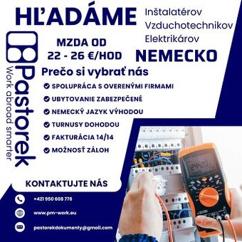 INŠTALATÉR / VZDUCHOTECHNIK / ELEKTRIKÁR – NEMECKO A EÚ