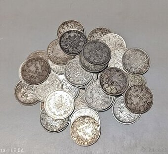 38 ks strieborne nemecké 1/2 marky 1905-1919