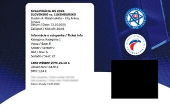 3 Lístky na Slovensko-Luxembursko
