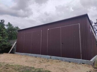 Plechová montovaná hala 9x7m – sklad krmiva, dielňa, garáž