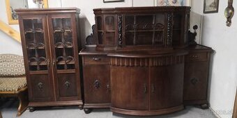 Starožitný masivný príborník+masivná knižnica