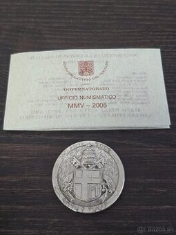 Medaila Jan Pavol II. Vatikan 2005 s certifikatom AG 45g 925