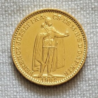 Zlatá uhorská 20 koruna FJI, 1902 kb