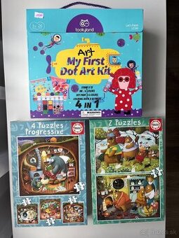 Puzzle detske + kreativna sada My first dot art kit