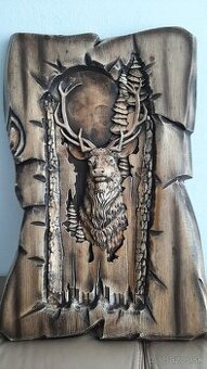 Drevený obraz Poľovnicke motivy 63×43cm.hr.4cm