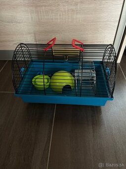 klietka pre škrečka - komplet (+ domček,napajačka,kolotoč)