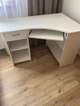 Kancelársky rohový  stôl biely